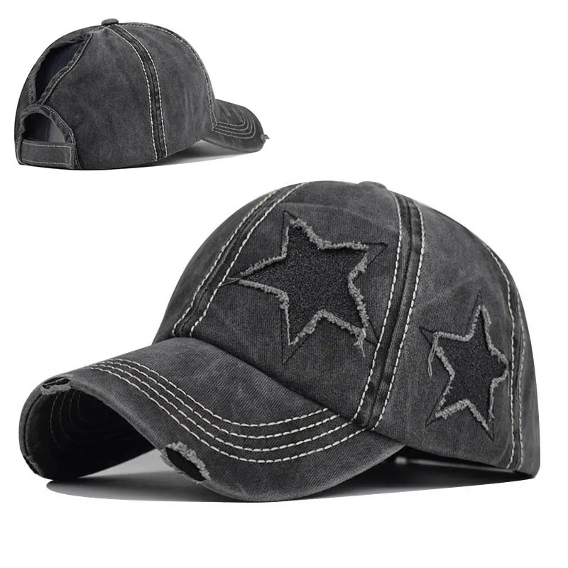 100% Washed Denim Hole Star Baseball Cap Snapback Hats Autumn Summer fishing Hat For Men Women Caps Casquette Hats Gorras