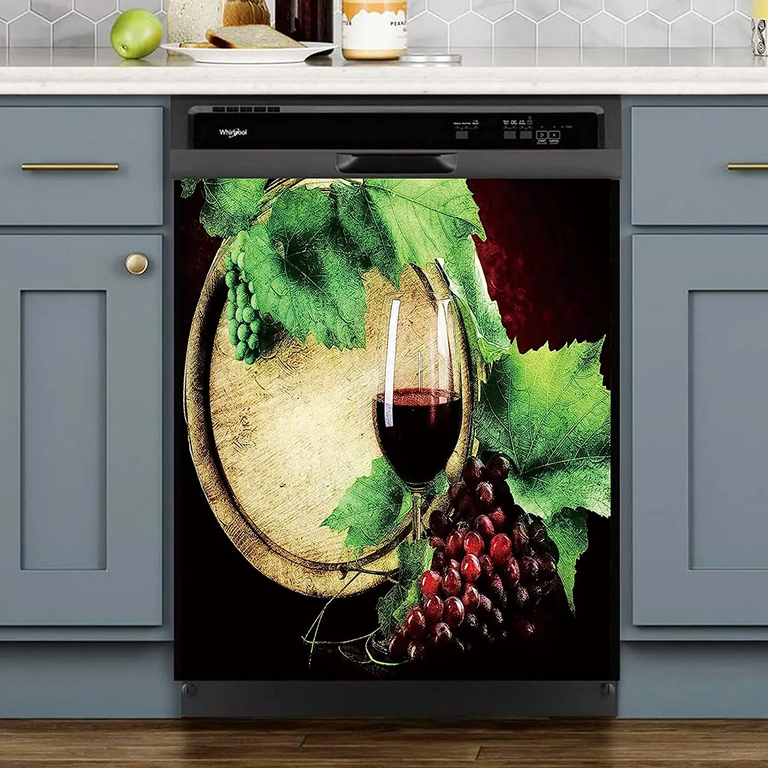 

Spanish Red Wine Glass Dishwasher Magnet Sticker, Leisure Farm Decorative Fridge Decals Grape Design Magnetic Cover, Moms Gift,