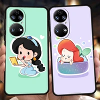 cartoon princess phone case for huawei p20 p30 p50 pro p20 p30 p40 lite y6 y7 y9 y7a y6p y9s 2019 p smart z 2021 soft cover bag