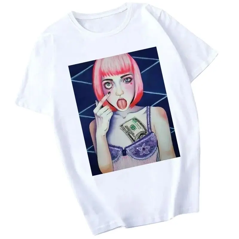 

Летняя крутая Женская свободная футболка с индивидуальным принтом, Женская Повседневная белая футболка с коротким рукавом, фабричная оптовая продажа, новая эстетическая одежда