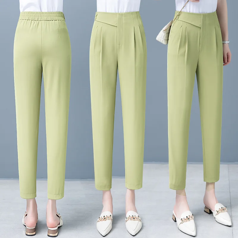 

Harlan Suit Pants Women's 2022 Summer New High-waisted Loose and Thin Professional Nine-point Cigarette Pipe Radish Pants