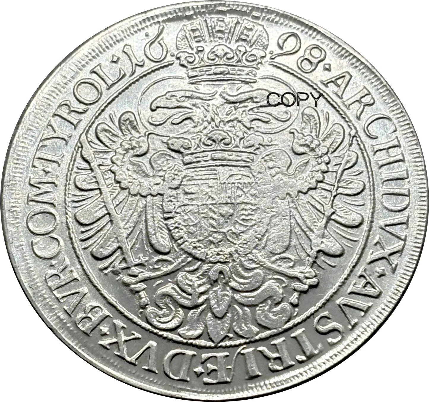 Австрийская империя 1698 One 1 Thaler Leopold I Vienna Посеребренная копия памятной монеты
