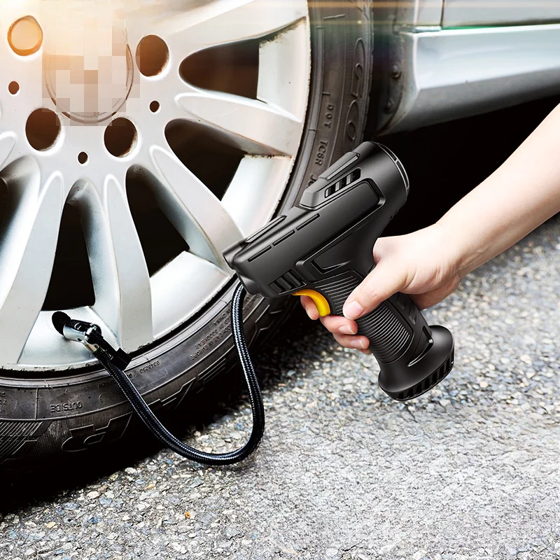 Надувной насос для автомобильных шин с цифровым дисплеем и светодиодной