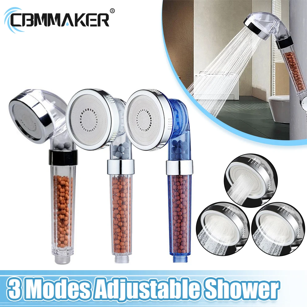

High Pressure Shower Head 3 Modes Adjustable Showerhead Jetting Shower Head Saving Water Bathroom Fixtures Sprayer Nozzle Heads
