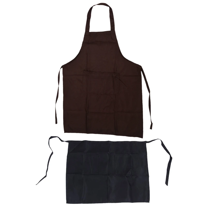 

Coffee Mens Womens BBQ Cooking Butcher Kitchen Novelty Chef Apron with Black Half Apron Ladies Mens Chefs Waiter