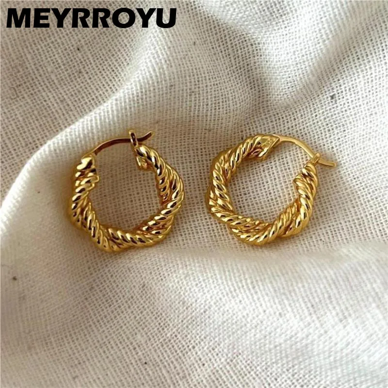 

MEYRROYU Vintage Spiral Twist Hoop Earrings For Women Girl Fashion New Trendy Jewelry Ladies Gift Punk Party Pendientes