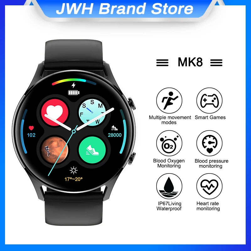 

2022 New MK8 Smart Watch Information Reminder Heart Rate Blood Pressure Monitoring Weather Forecast SmartWatch Men