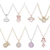 necklace for women pendants beads pandora necklaces jewelry accessories pink heart gold fish angel wing bear chain girls