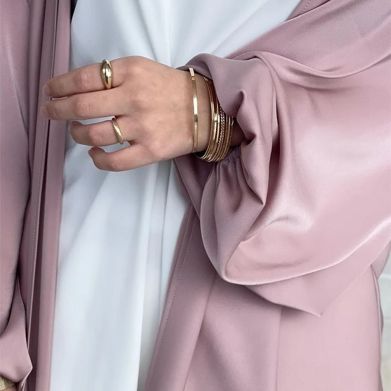 2022 Eid Mubarak Muslim Open Abaya For Women Dubai Turkey Luxury Satin Dresses Jalabiyat Woman Ramadan Moroccan Kaftan Robe