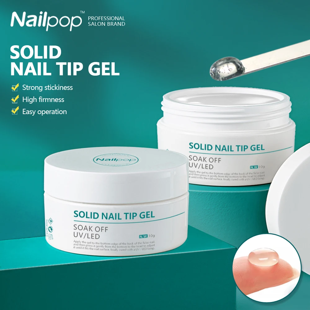 Nailpop Solid Nail Patch Gel  Easy Stick Gummy Adhesive Bond UV Glue For American Pose Capsule Tips Strong Adehesion 10ml