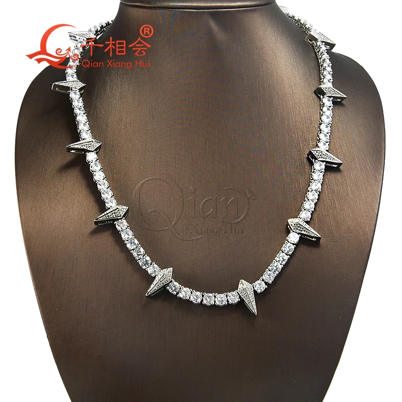 Necklace S925 silver 5mm rhombus tennis Cuban Link Iced Out Hip Hop white Moissanite Link Chain Jewelry for Women Men Gifts