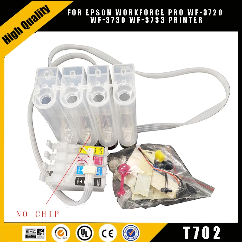 

einkshop 702 702XL T702 T702XL Ciss System Cartridge NO chip For Epson WorkForce Pro WF-3720 WF-3730 WF-3733 Printer