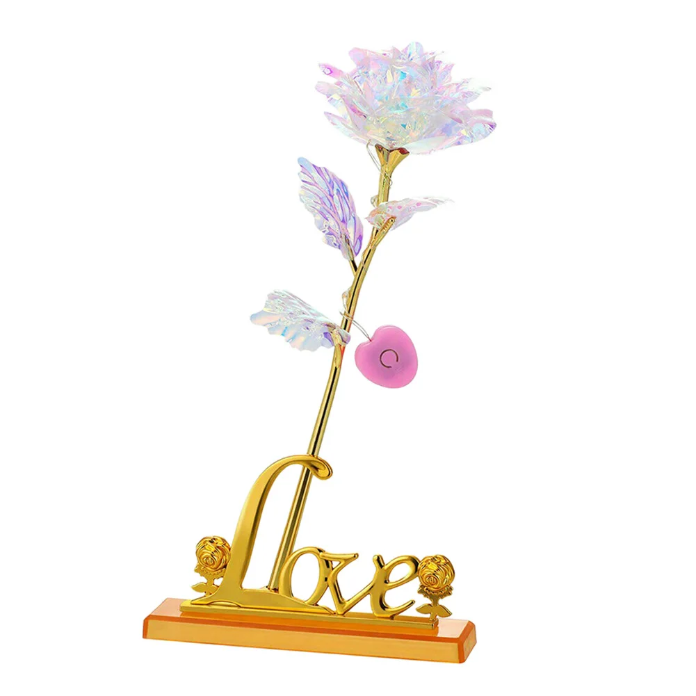 

Mother Artificial Luminous With Base Girl Friend Exquisite Home Decor LED Rose Flower Fashion Love Foil Gift Valentine's Day