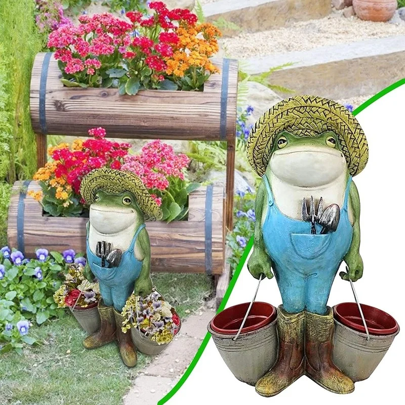 

Bucket Frog Statue Garden Statue Hardworking Frog Gardener Frog Garden Resin Statue Outdoor Garden Courtyard Decorations
