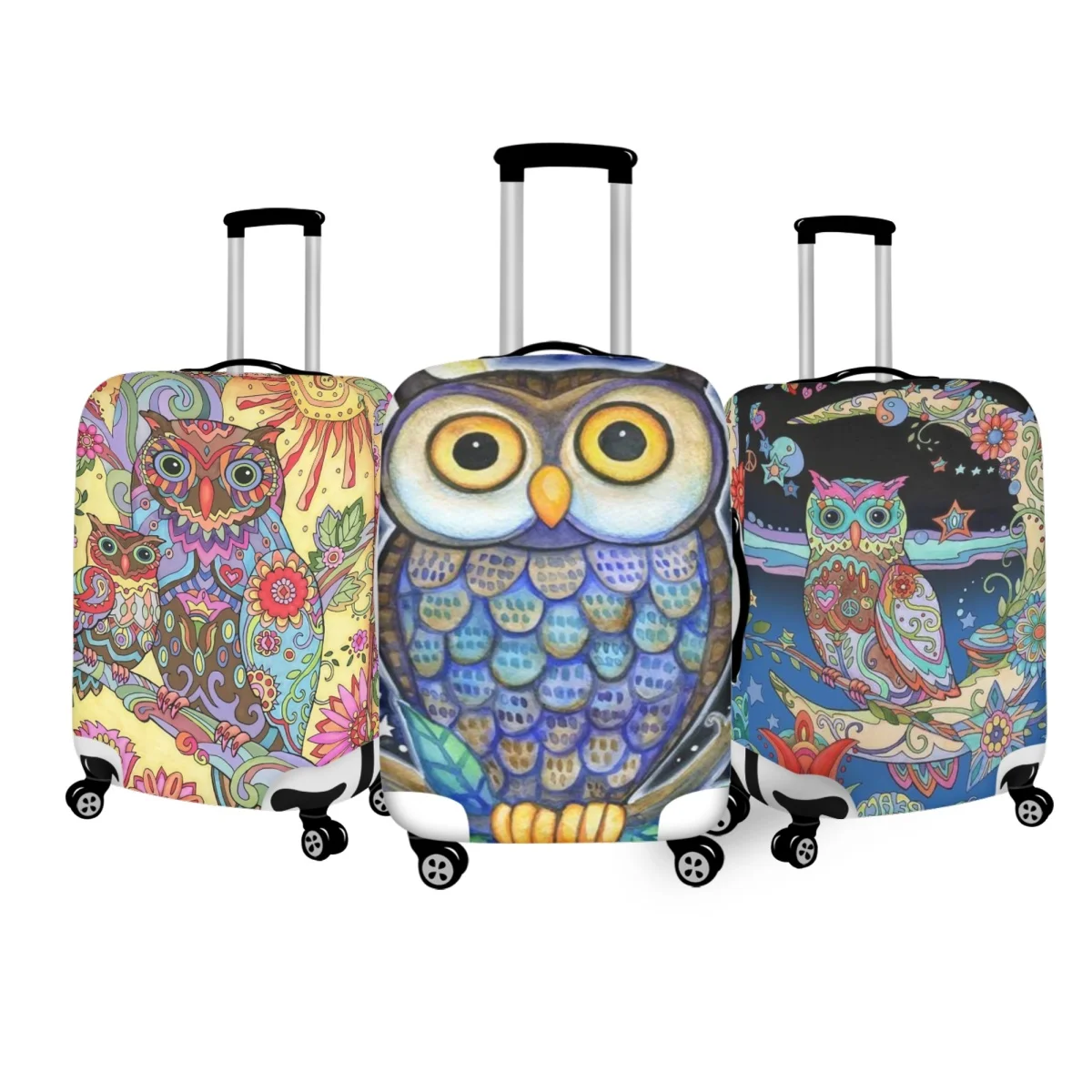 

Twoheartsgirl Fashion Owl Design Luggage Cover Elastic Baggage Covers Suitable for 18 to 32 Inches Suitcase Travel Accessories