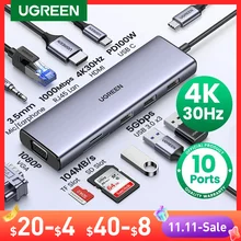 UGREEN USB C 허브 유형 C-멀티 USB 3.0 허브 MacBook Pro 용 HDMI 어댑터 독 화웨이 메이트 30 USB-C 3.1 분배기 포트 유형 C 허브