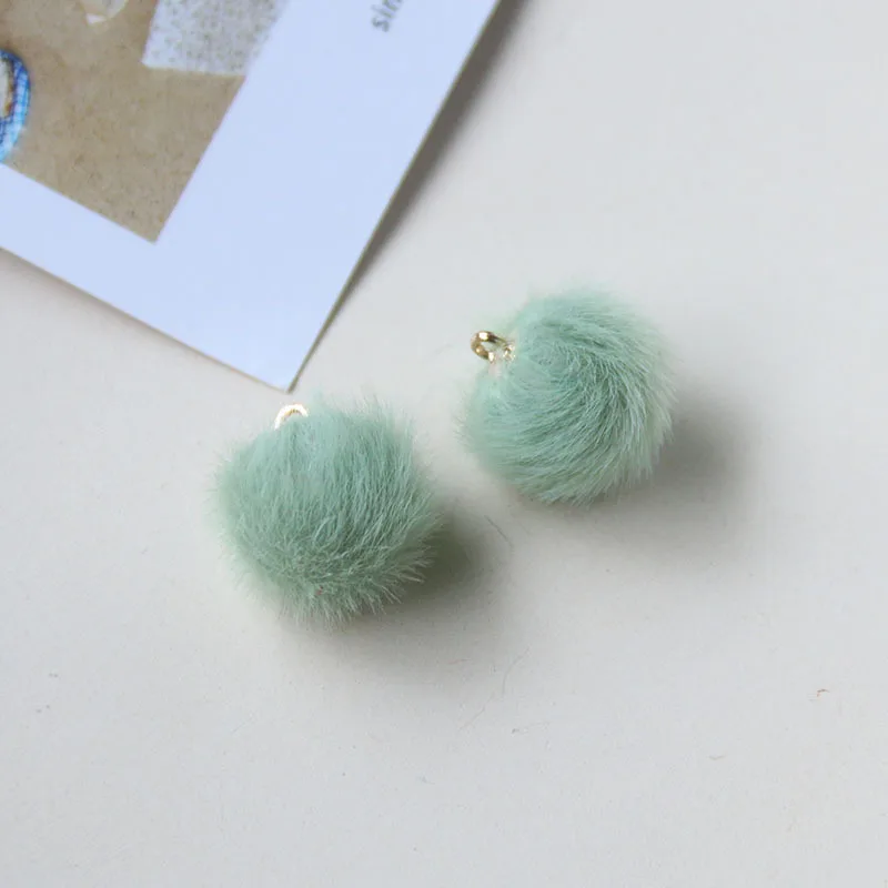 10pcs/Lot 18x18mm Plush Fur Covered Ball Beads Charms Diy Pompom Beads Handmade Earrings Necklace Bracelet Jewellery Accessories