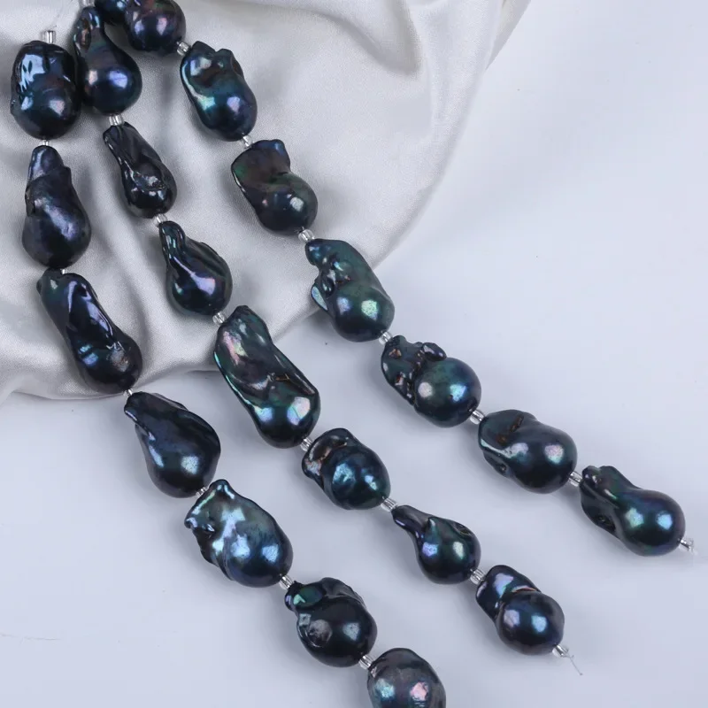 Оптовая продажа черный пресноводный жемчуг в форме огненного шара стиле барокко