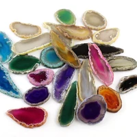 10pcs wholesale natural small drilled irregular color agates geode slice for pendant making