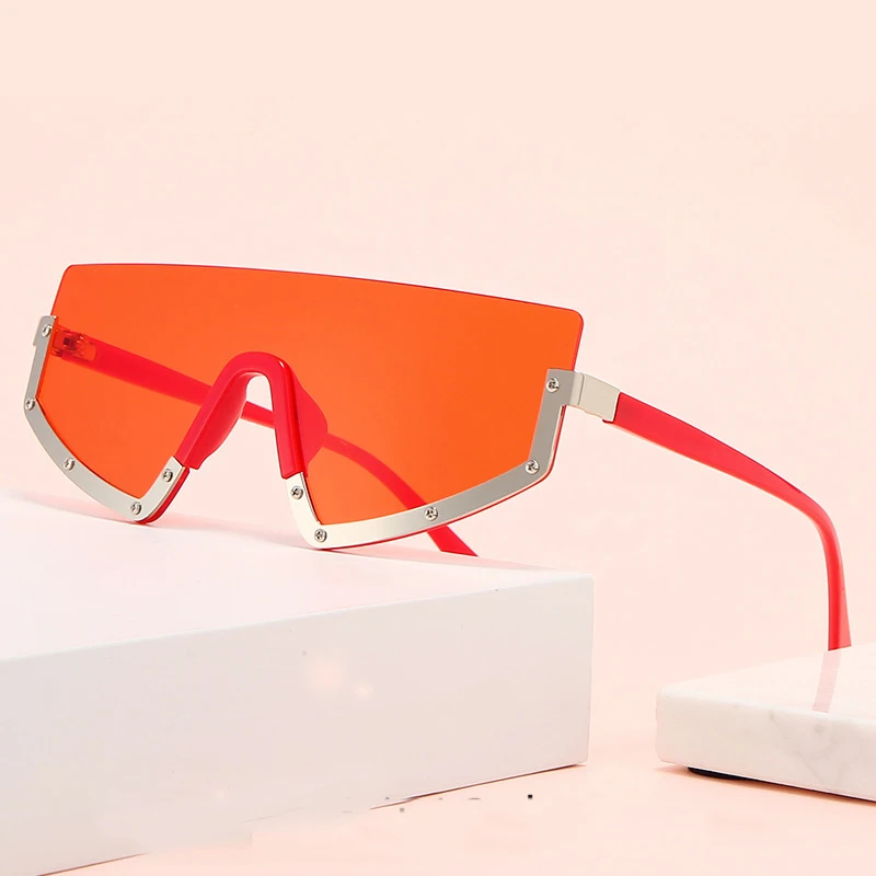 

Half Frame One Piece Oval Sunglasses For Men Women Classic Car Driving UV400 Sun Glasses Fashion Elegant Retro Male Eyewear 2023