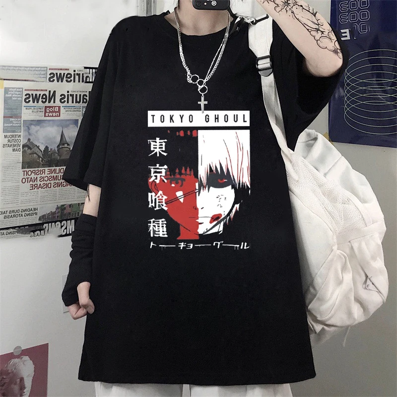 

Tokyo Ghoul Anime Manga goth T-Shirt Kaneki Ken Cartoon Nice Loose Woman tshirts Gothic Camiseta de mujer Top