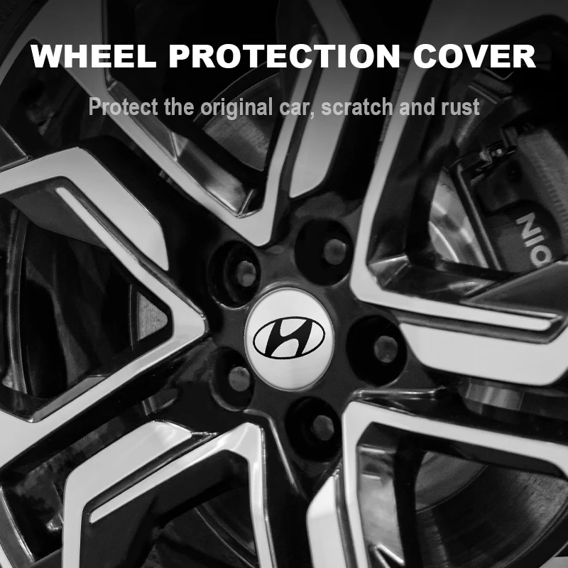 4Pcs Car Accessories Wheel Hub Center Cap Stickers Emblem Decals For Hyundai Accent Tucson I30 IX35 Santa Fe Sonata GV70 G70 - купить по