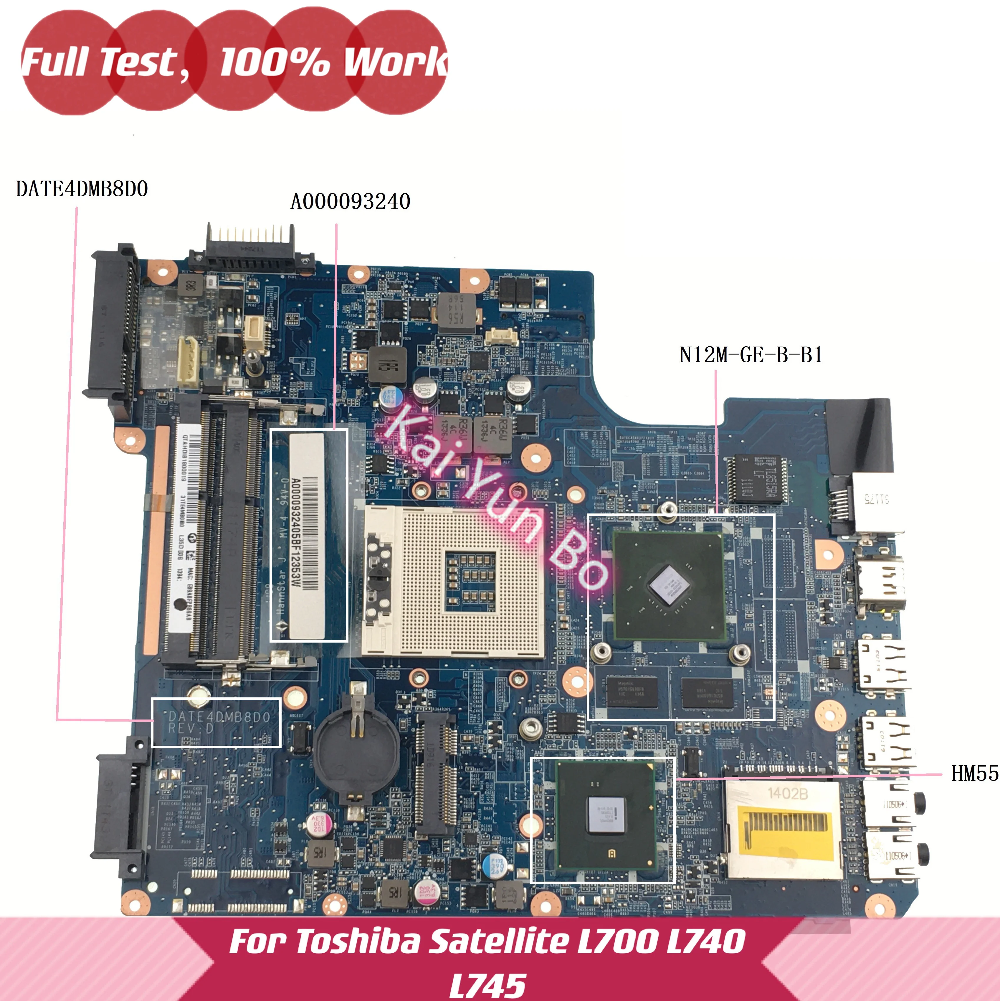 

Материнская плата DATE4DMB8D0 для ноутбука Toshiba Satellite L700 L740 L745 материнская плата A000093240 N12M-GE-B-B1 HM55 DDR3 100% протестирована ОК