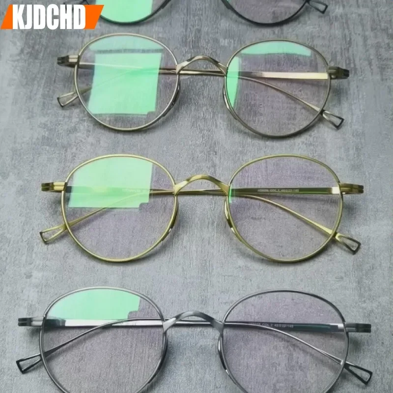 Оправа для очков из чистого титана мужские круглые овальные очки в стиле ретро
