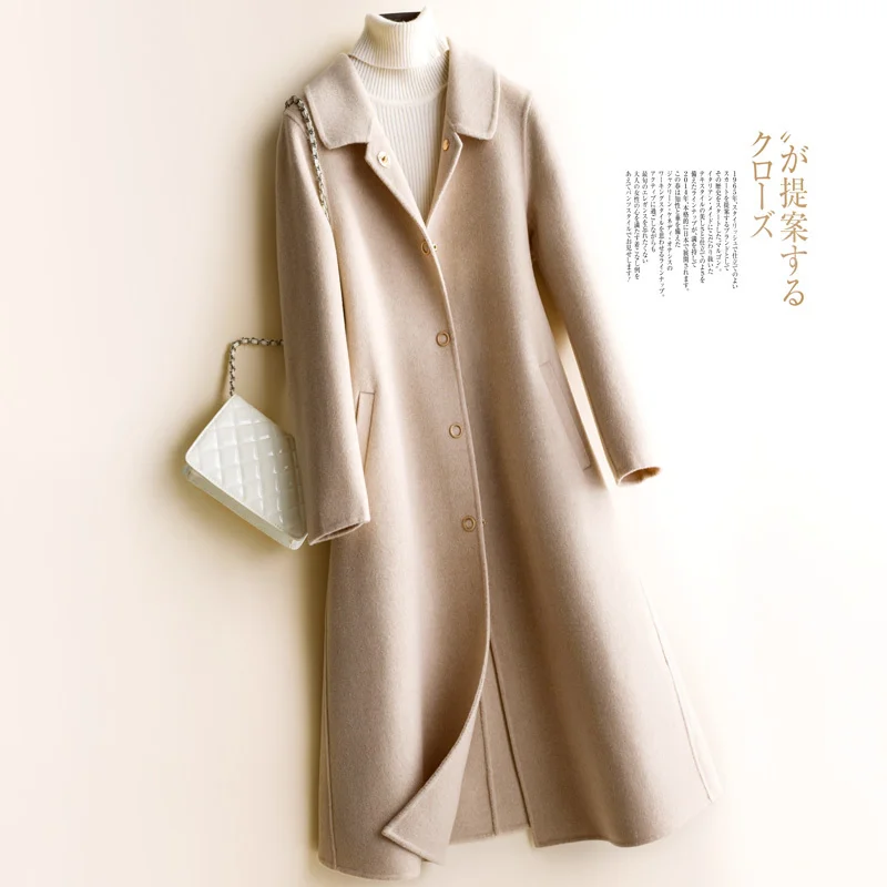 

Fashion Korean Double Sided Wool Coat Women Office Lady Outerwear Autumn Winter 6 Color Long Sleeve Woolen Jacket Female