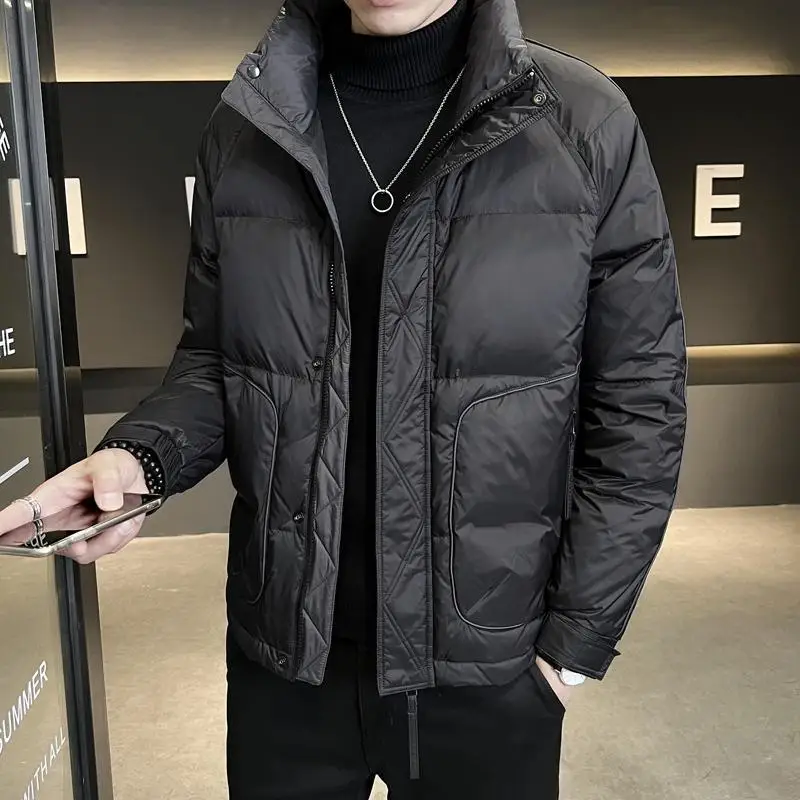 

2023 Winter New Korean Solid Zipper Stand Collar Parkas Thicken Warm High Quality Casual Fashion Cotton Coat for Men Y68