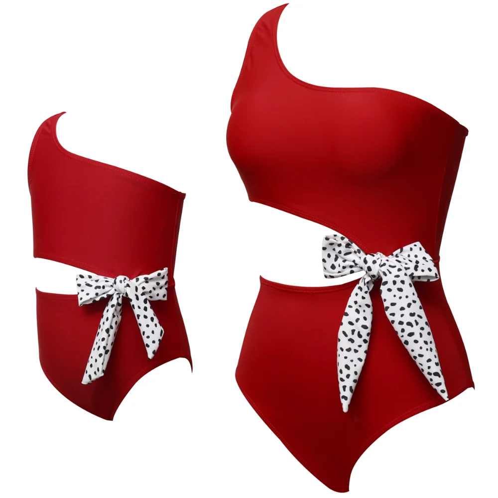 

Women Girls Two Piece Bikini Set with Bow Mother Daughter Clothes Mom Kids Matching Swimwear Red Black Multicolor