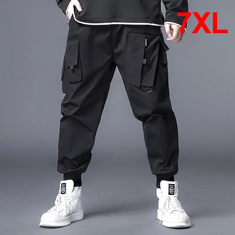 

Pocket Design Baggy Cargo Pants Men Black Joggers Sweatpants Streetwear Fashion Trousers Male Loose Bottoms Big Size 7XL HX617