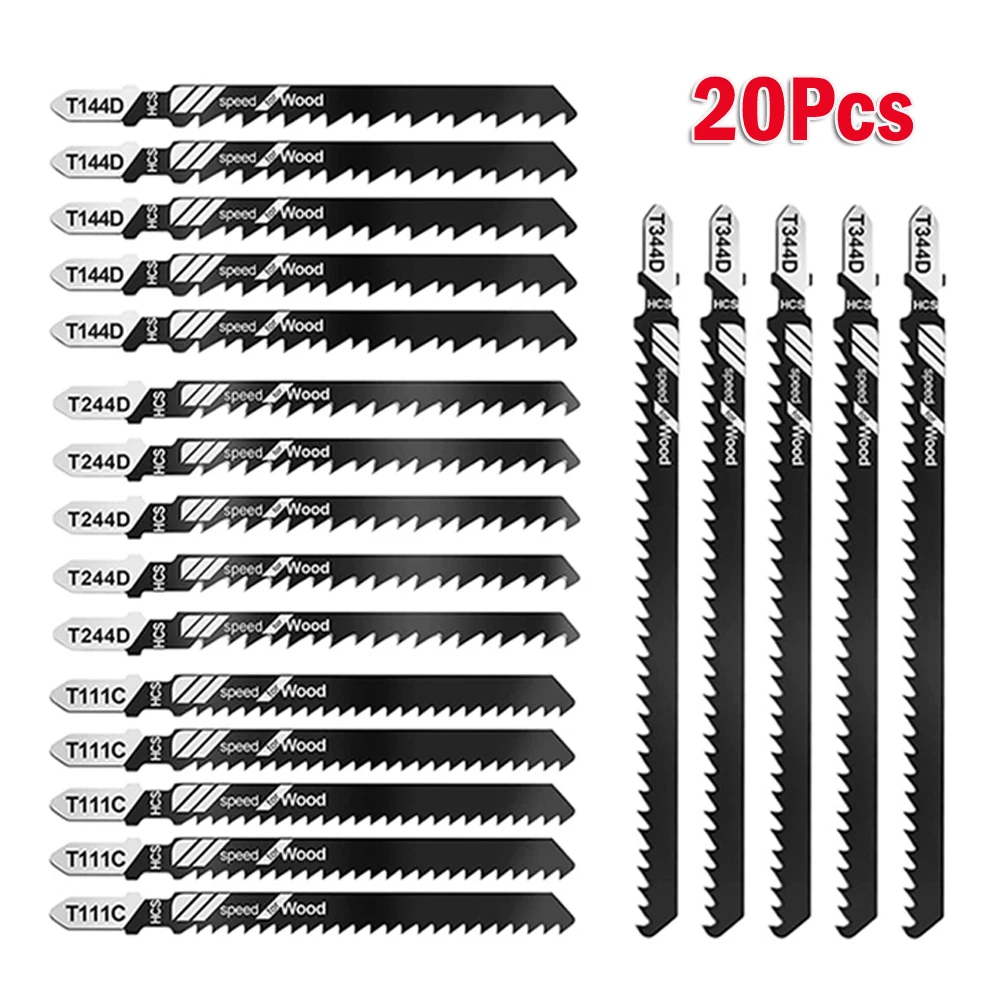 

20Pcs Jig Saw Blade Metal Wood Cutting Assorted Reciprocating Blades T144D/T244D/T344D/T111C Power Tool Saw Blades