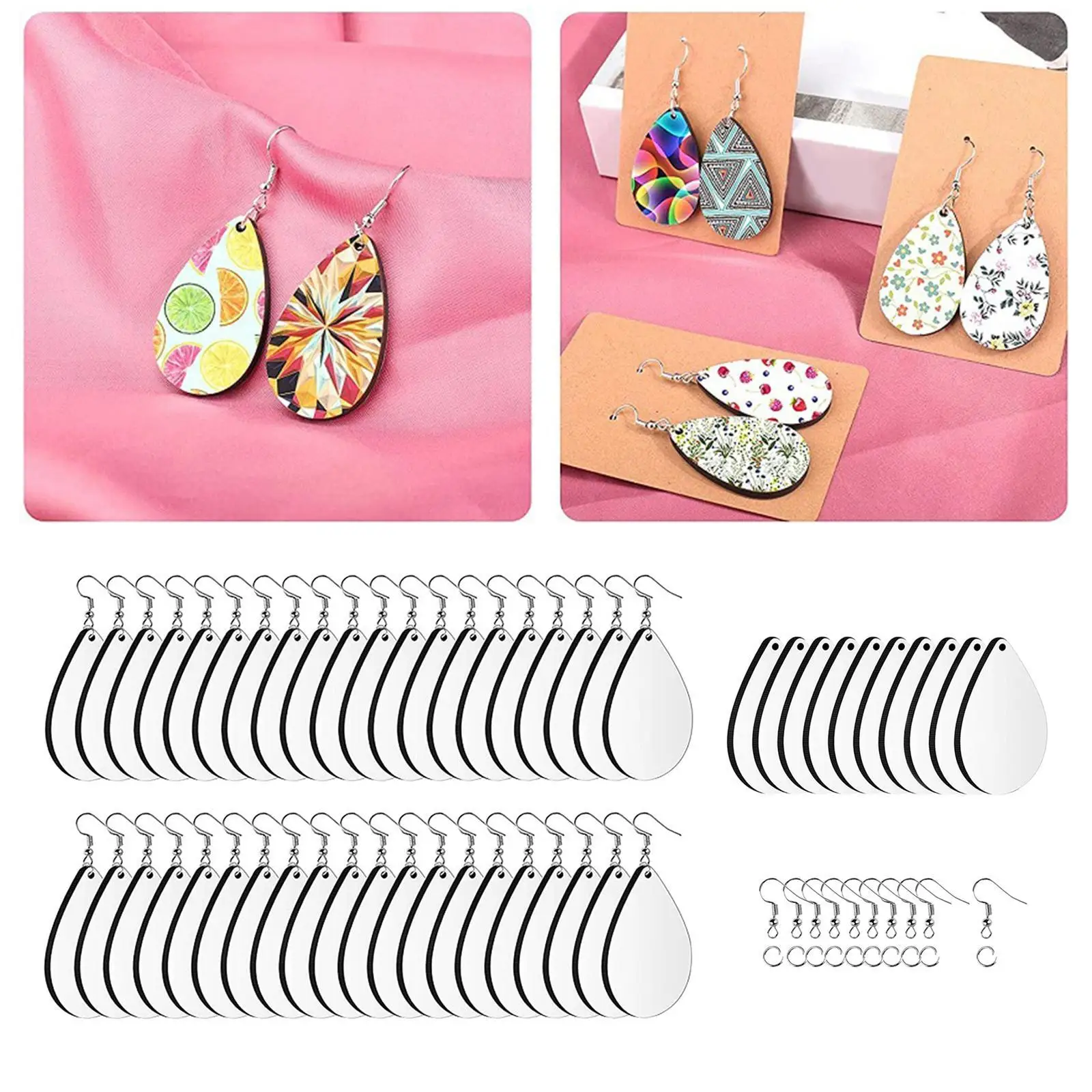 

50Pcs Sublimation Blank Earrings Unfinished Earring Pendant DIY Crafting