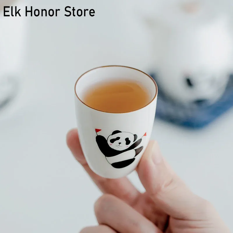 

2pc/set 40ml Boutique Panda Ceramic Smelling Cup Household Tea Cup Single White Porcelain Kung Fu Tea Cup Personal Master Cup