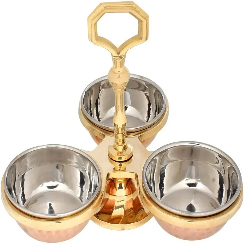 

Indian Pickle Serving Set Brass and Copper, Serving Bowl Color Brown
