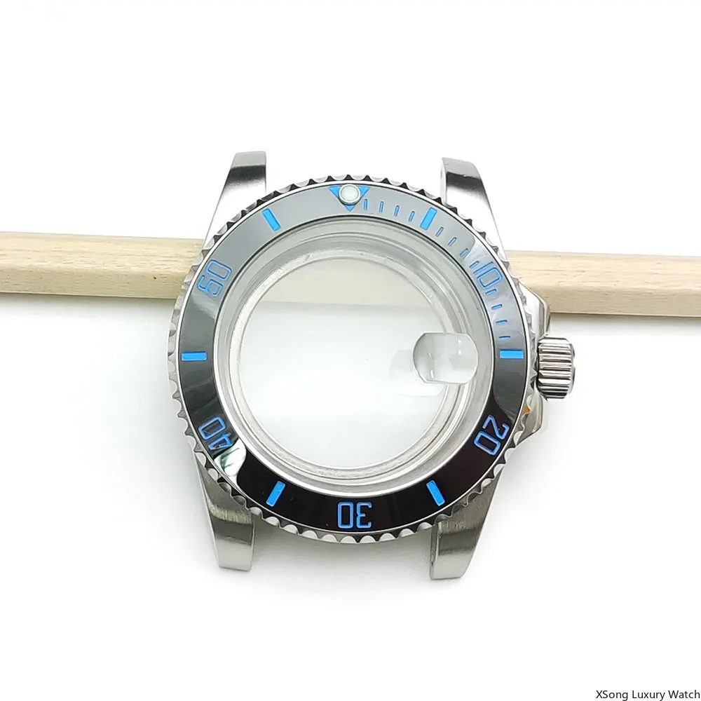 40mm cases Watch Case Men's mechanical watch Stainless Steel Cases Parts Sapphire Glass Fit nh35 nh36  8215 Mechanical Movement