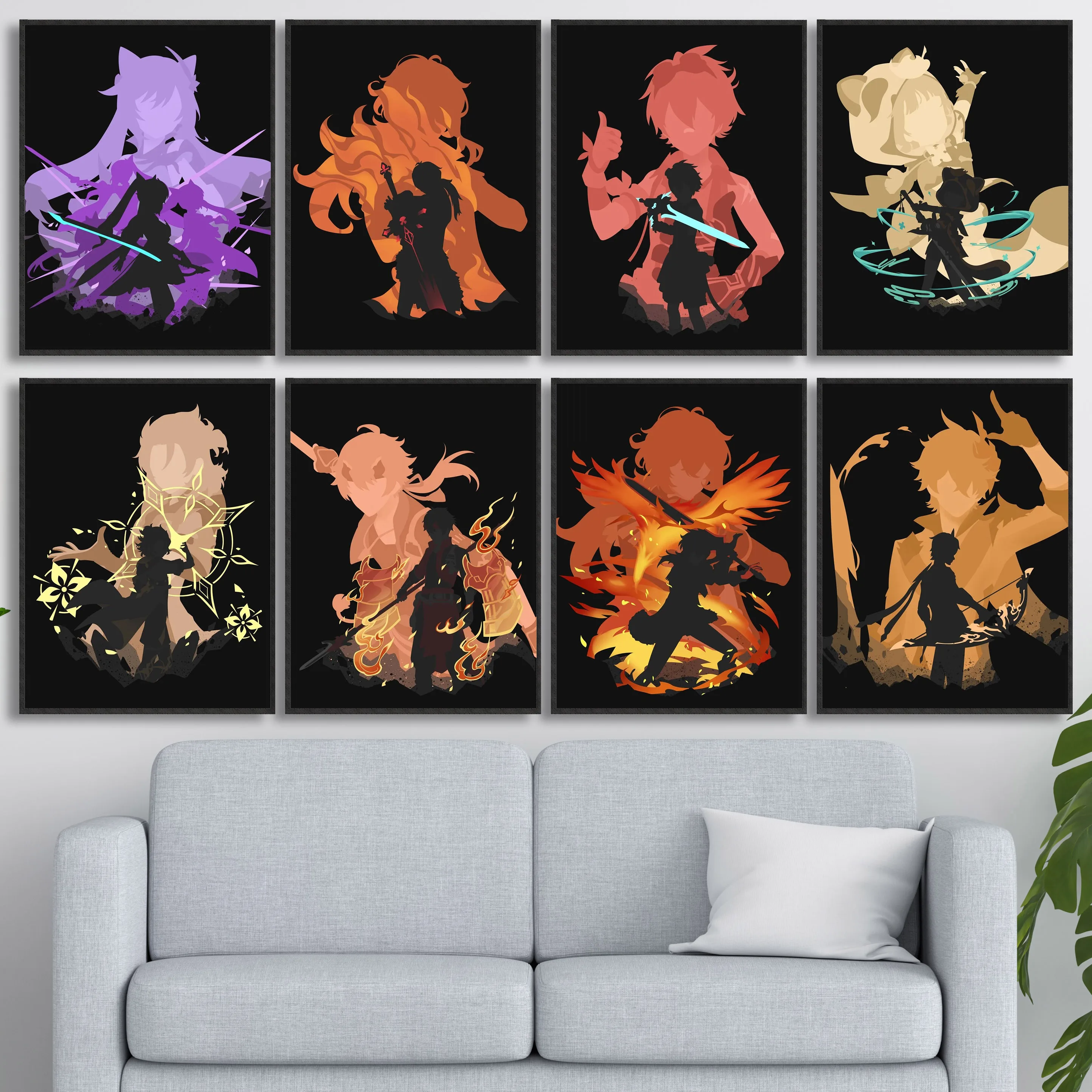 

Modern Home Decor Classic Genshin Impact Game Bedroom Bar Cafe Mural Wall Art Posters Anime Figure Canvas Painting Fashion YS01