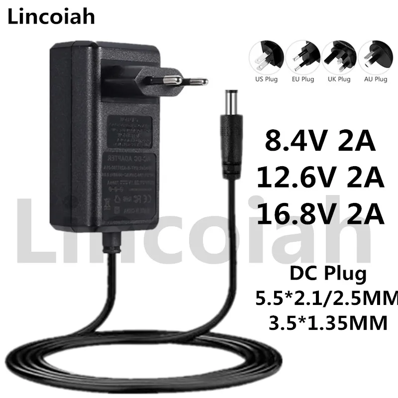 

8.4V 12.6V 16.8V 2A 2000ma adapter power supply 8.4 12.6 16.8 V battery charger DC 5.5*2.1MM for 18650 Li-ion lithium battery