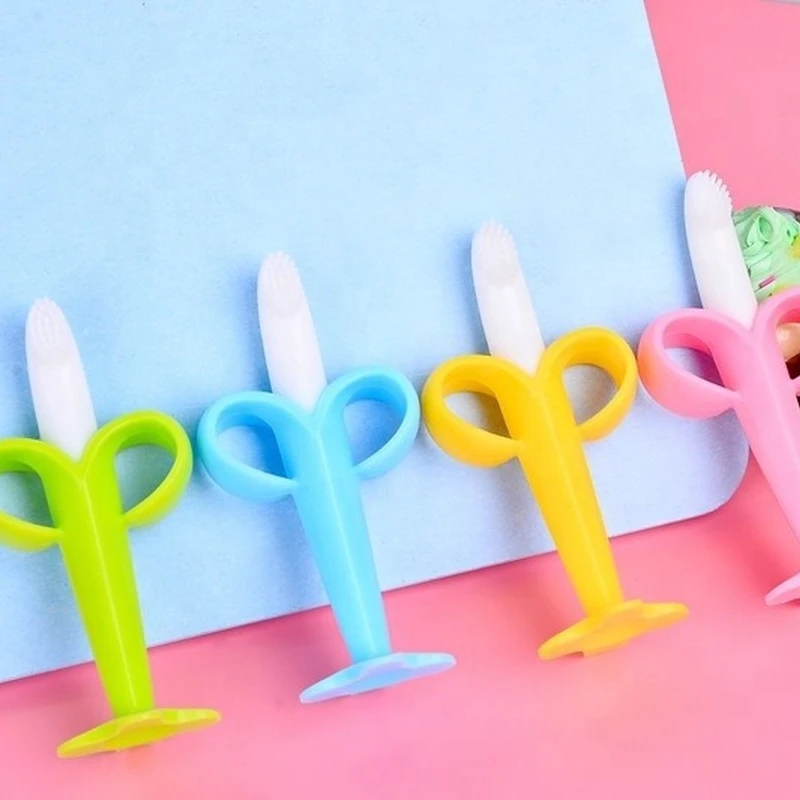 

Baby Silicone Training Toothbrush BPA Free Banana Shape Safe Toddle Teether Chew Toys Teething Ring Gift Infant Baby Chewing