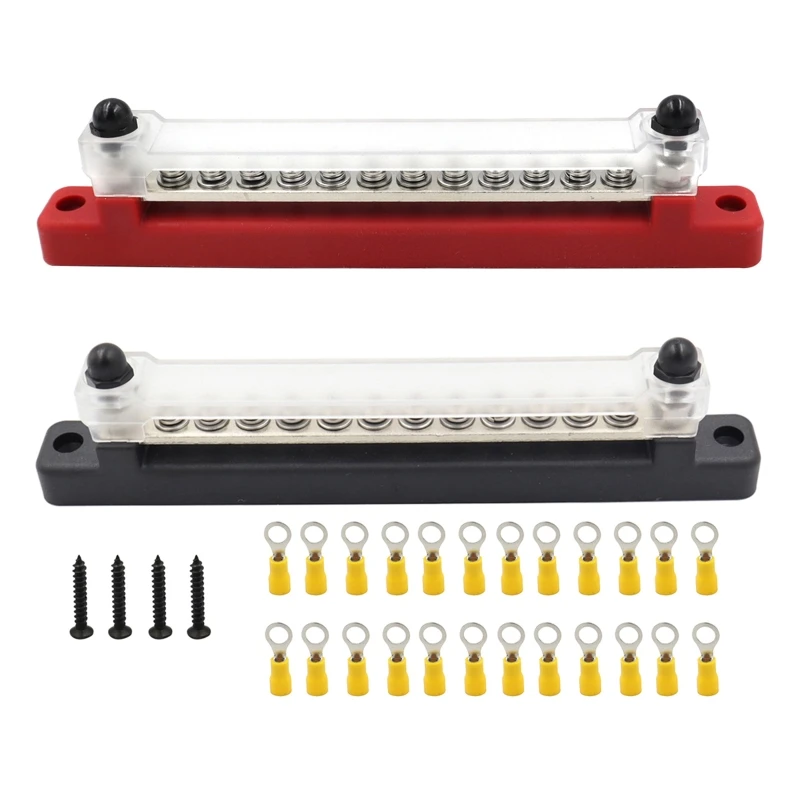 

Bus Bar & Cover Ground Distribution Block Kit Universal Car Boat Marine Pickup Trailer Power Distribution Terminal Block XXFF