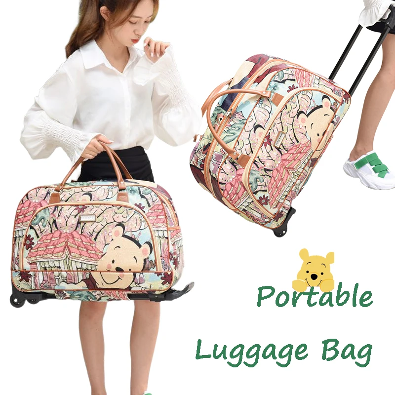 

Pooh Bear Fashionable New Luggage Portable Pull Rod Dual Purpose High-Capacity Waterproof and Wear-Resistant Portable Travel Bag