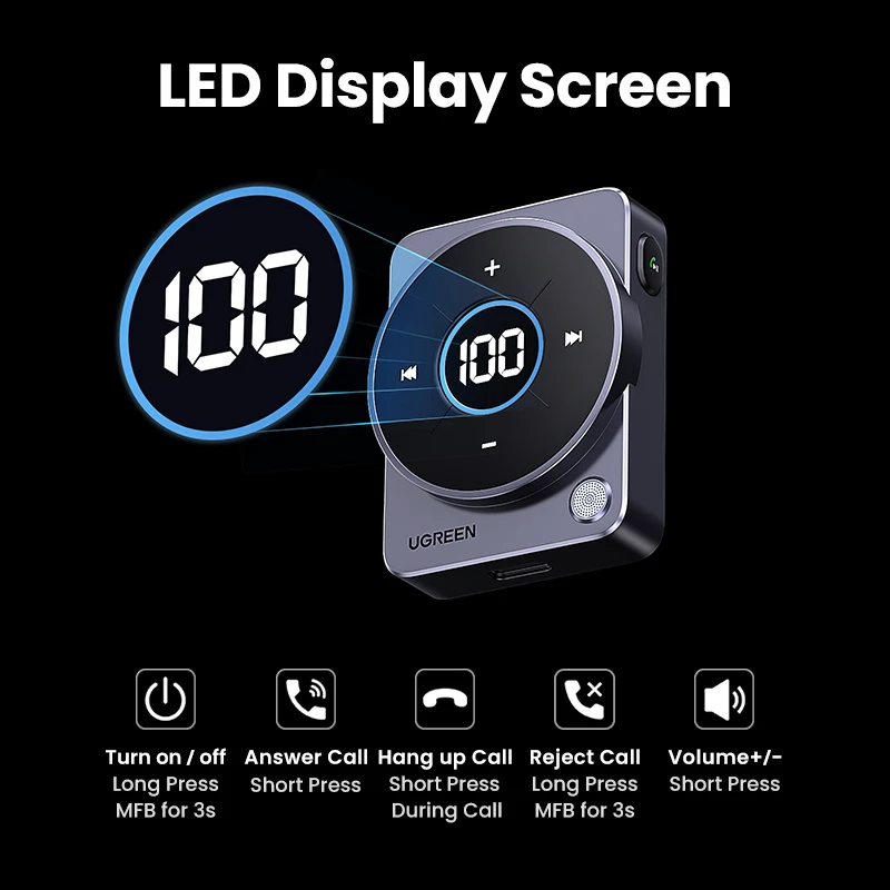 UGREEN Bluetooth 5 4 Aux адаптер беспроводной 3 мм аудио музыка для автомобиля 20 часов срок