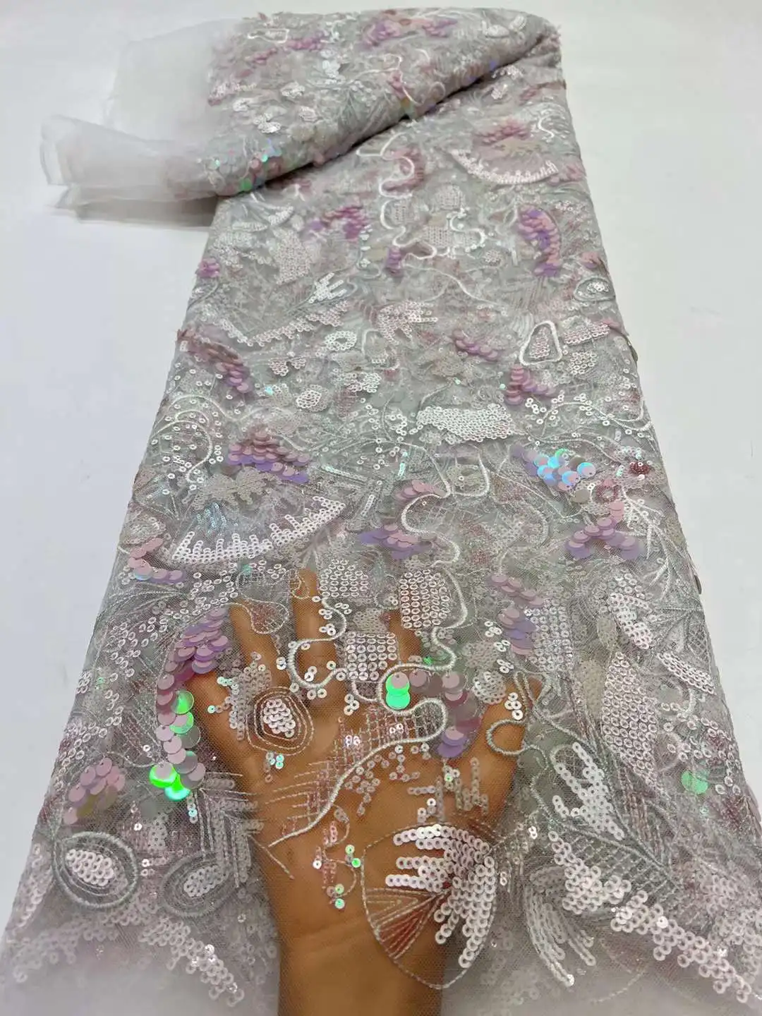 Роскошная розовая 2023 Высококачественная французская Тюлевая сетчатая кружевная