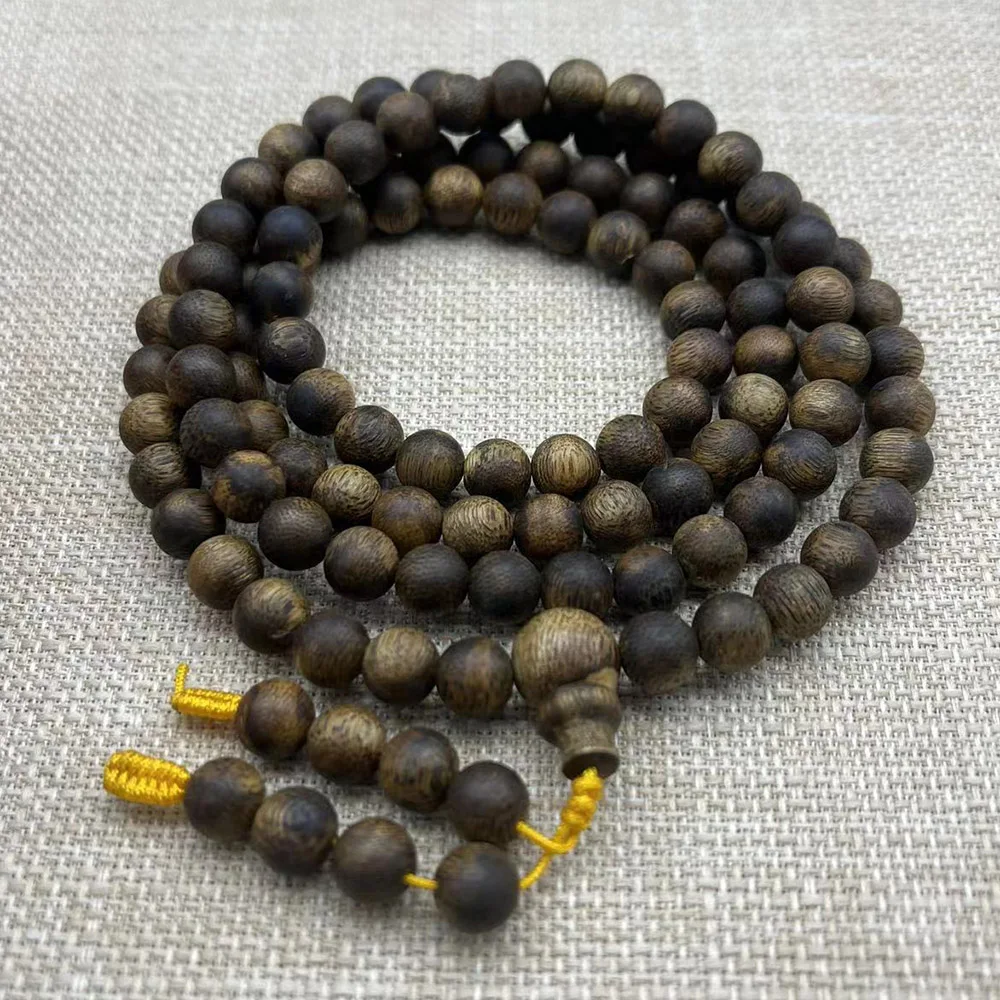 

25.2g 8mmx108pcs Quality Genuine Chinese Kynam Beads Bracelet 90% Under Water Buddha Prayer bangle Kyara oudh wood bangle Gift