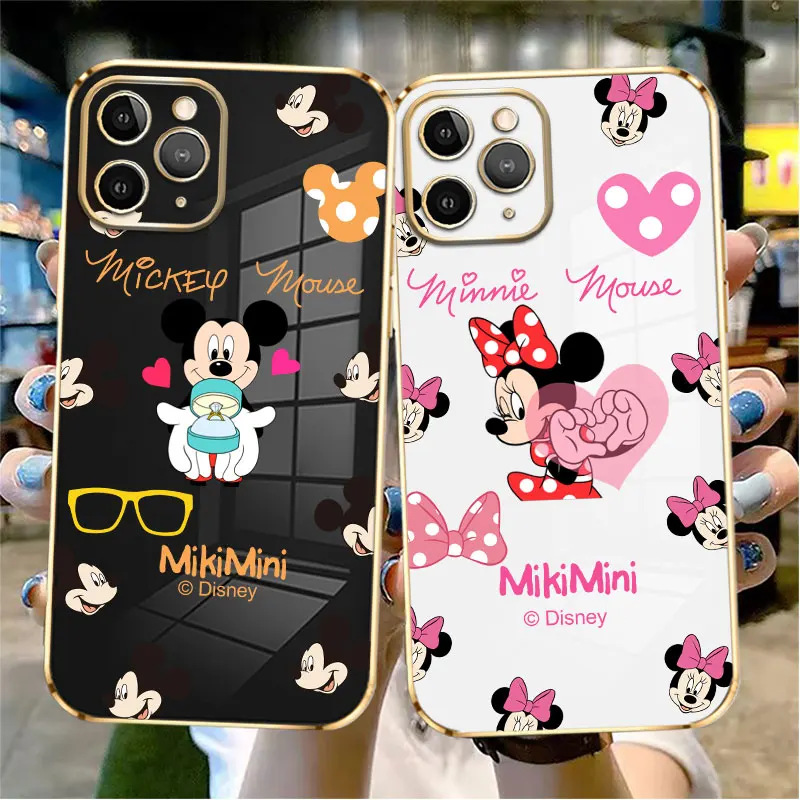 

Minnie Mickey Mouse Show Love Luxury Soft Plating Phone Case For iPhone 14 13 12 11 Pro Max Mini X XR XS Max 7 8 6 6s Plus Shell