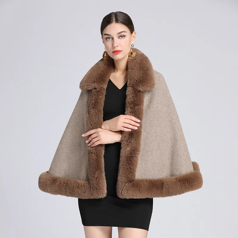 New Winter Long Sleeve Imitation Otter Rabbit Hair Coat Women Fashion Warm Fur Coats Outerwear Fake Fur Shawl Women Clothing