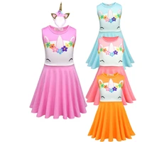 2022 girls summer unicorna dresses kids party cosplay costumes skirt casual home wearing vest tutu dress princess clothing kids