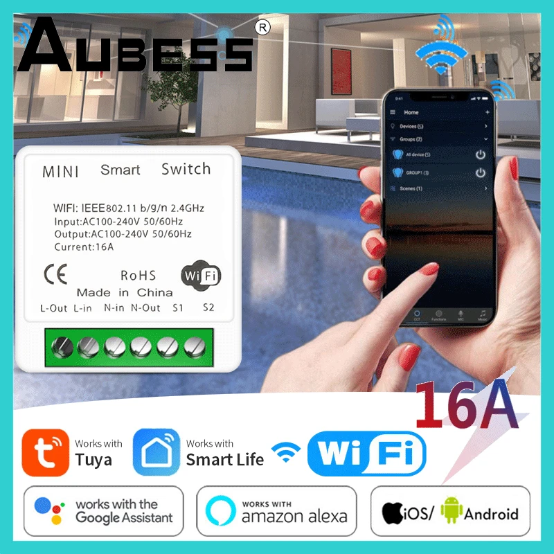 

Переключатель с Wi-Fi, 16 А, 2-сторонний, с таймером