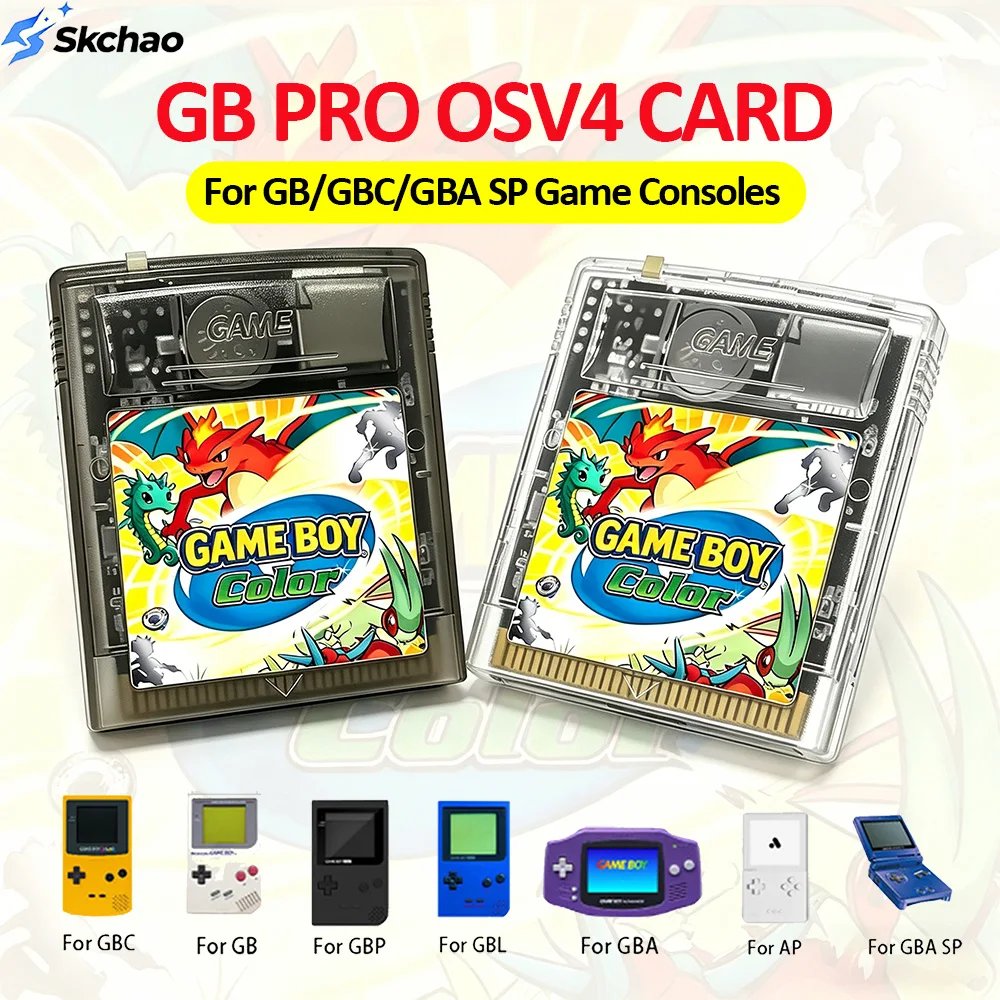 Фото Новый игровой картридж OSV4 GB PRO с 2000 играми, 4 ГБ TF-карта для GB, GBC, GBA SP, быстрое загрузание и сброс одной кнопкой. №1